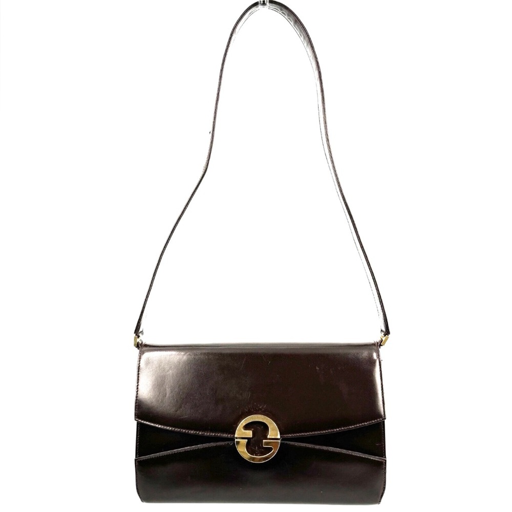 GUCCI Vintage Shoulder Bag
Clutch Interlocking Dark Brown Leather Authentic